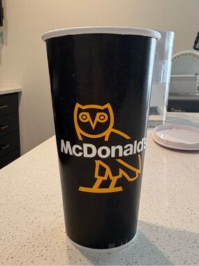 McDonald's Black Cup with Gold Owl Logo